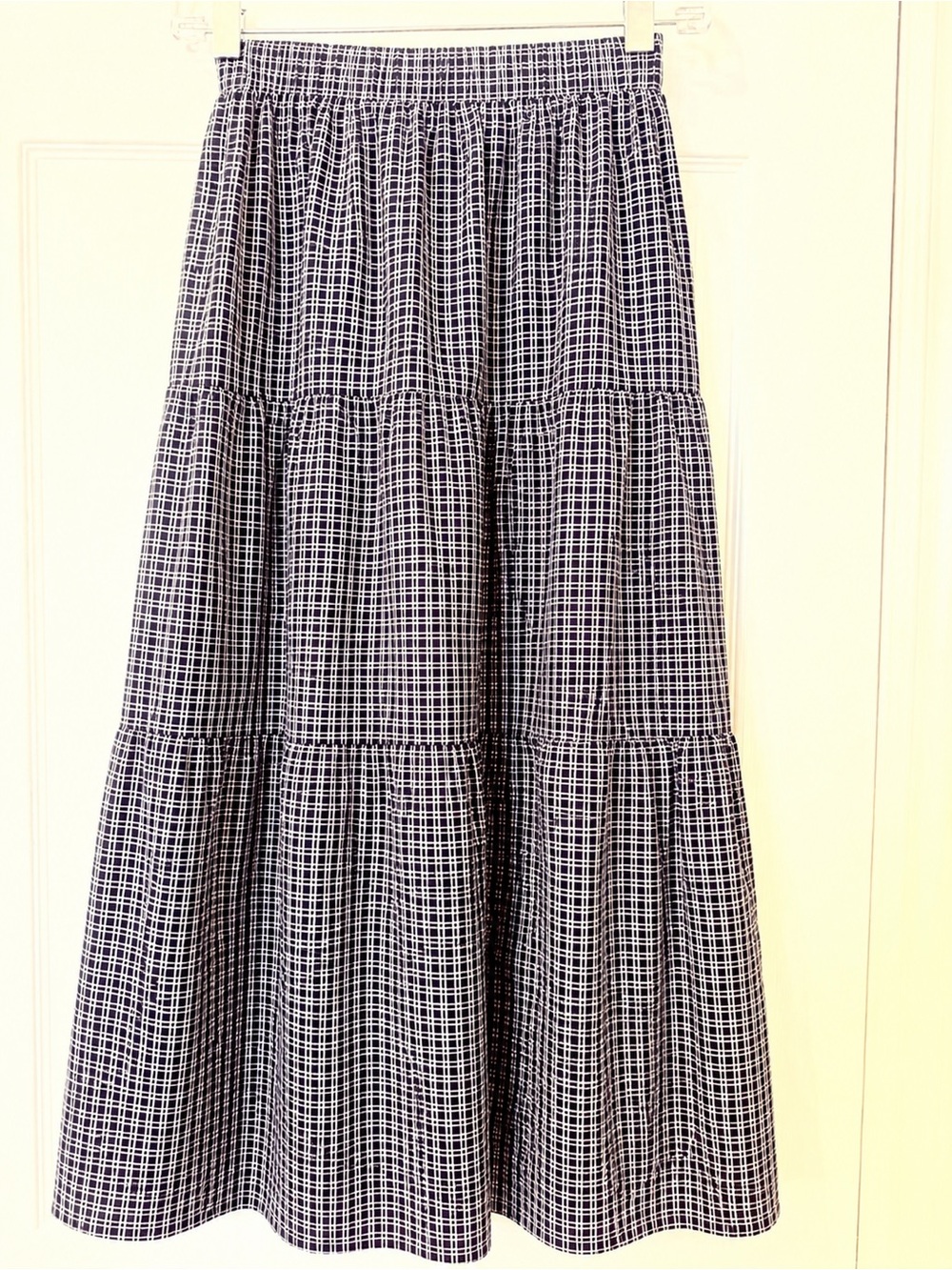 【NWT】Black and White Tiered Plaid Maxi Skirt